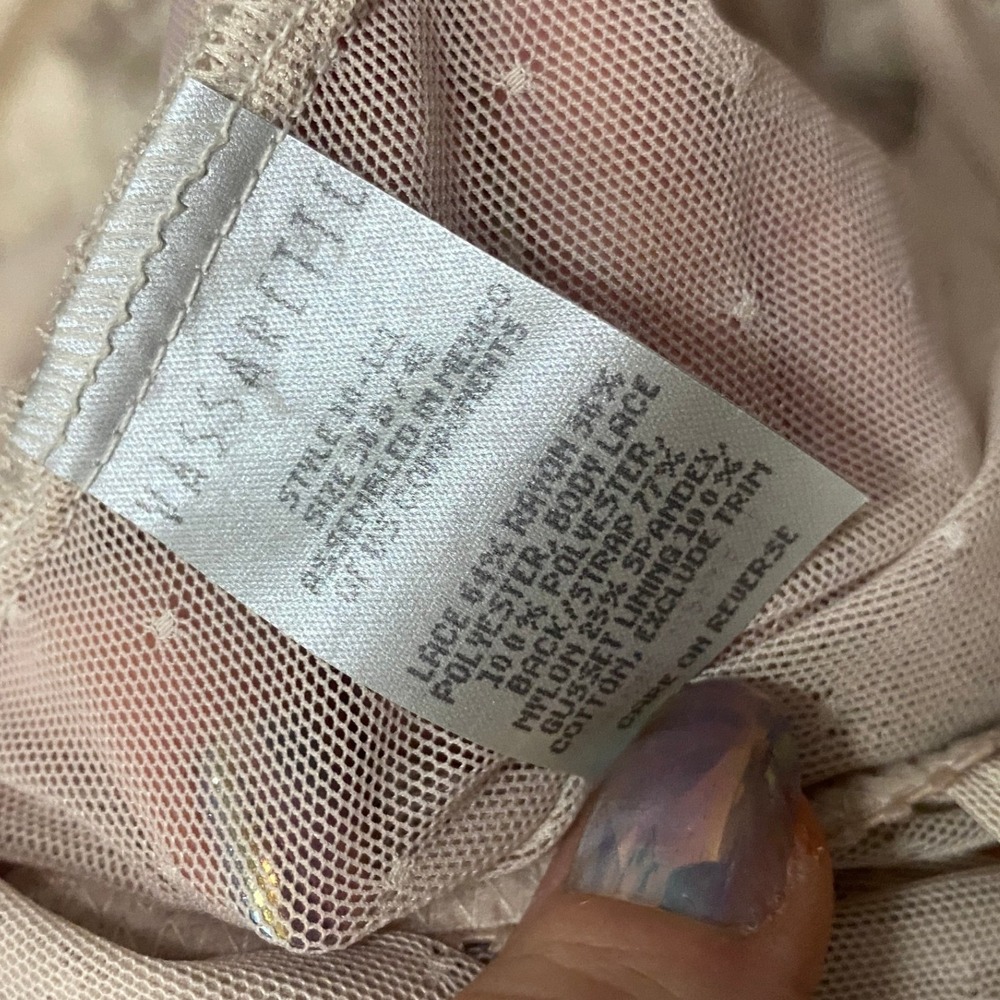 Vintage Y2K Vassarette Size 36B Beige Tan Mesh Lace Underwire Bustier Bodysuit - Picture 7 of 8